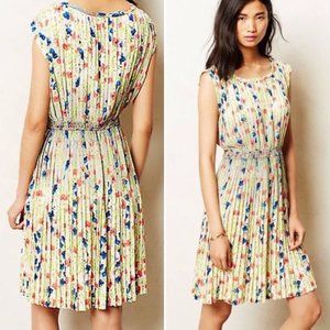 Anthropologie Baraschi Floral Pleated Sleeveless Dress Sz M